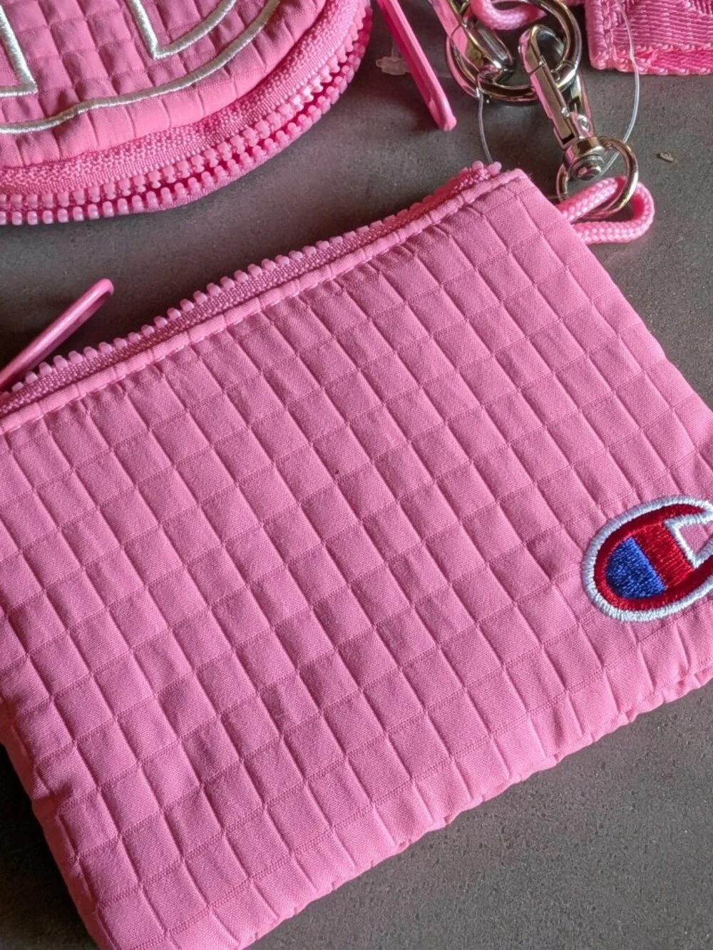 Champion Pink Quilted Multi-Accessory Keychain Pouch Set